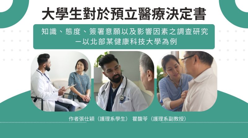 大學生對於預立醫療決定書知識、態度、簽署意願以及影響因素之調查研究 —以北部某健康科技大學為例