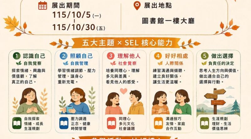 圖書館「秋日慢生活」主題書展活動海報